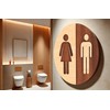 Becral - Bathroom Sign Unisex Natural Wood - 12 cm