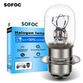SOFOC P15D-25-1 H6M Motorcycle ATV Headlight T19 Lamp Low / High Beam Lamp Double Contact Base 12 V 25 W Warm White Pack of 2