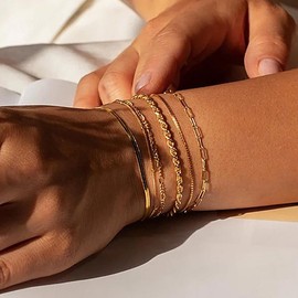 Sinalty Gold Bracelets Pack Cuban Link Chain Bracelet Dainty Jewelry Sets for Women