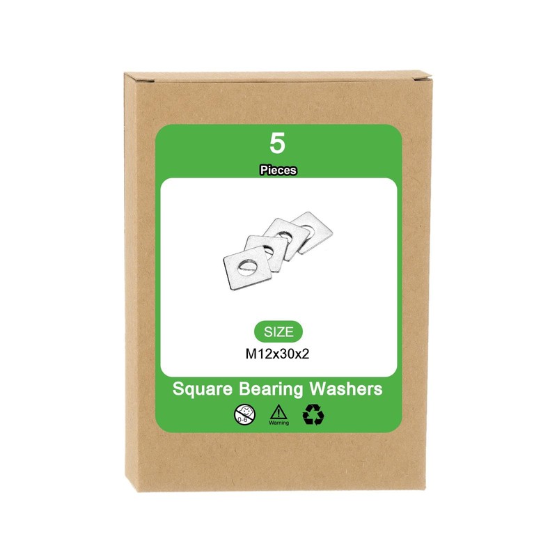 sourcing map 5pcs M12x30x2mm Square Plate Bearing Washers 304 Stainless