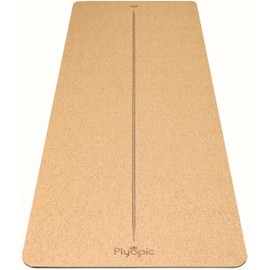 Plyopic Ultimate Cork Yoga Mat – Non-Slip Ultra-Premium Cork | Thicker, Longer & Wider for Extra Comfort | 100% Natural Grip & Eco Friendly | Optional Alignment Lines | For Yoga, Bikram & Hot Yoga