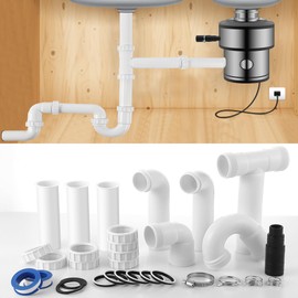 Saillong 27 Pcs Garbage Disposal Installation Kit Complete Kitchen Sink Drain Pipe Kit for Double Bowl Sink, 1-1/2" Plumbing, Simple Install, Leak Proof (Set A)