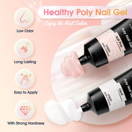 ROSALIND Poly Nail Gel 2 Farben WeiÃ Pink Gel mit 60 ml Soak off UV LED Poly Nail Kit Gel Polish Starter Set (SET 4)