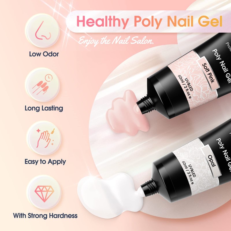 ROSALIND Poly Nail Gel 2 Farben WeiÃ Pink Gel mit