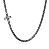 GAVU Men's Stainless Steel Black Chain CZ Paved Cross Pendant