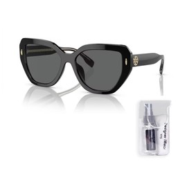 Tory Burch TY7194U 170987 55MM Black/Dark Grey Cateye Sunglasses for Women + BUNDLE With Deisgner iWear Complimentary Eyewear Kit