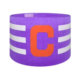 FUNAUPGO Sports Captain C Arm Band for Team Training, Unisex Elastic Soccer Captain Armband Adjustable Outdoor Football Player Captain's ArmBands for Adult (Purple)
