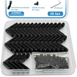 30Sets 2020 Aluminum Extrusion Hardware Connectors with Screws&Wrench, 30Pcs Black 2020 Corner Bracket with 62Pcs T Nuts for 8020 2040 2020 T Slot Extruded Aluminum Rail