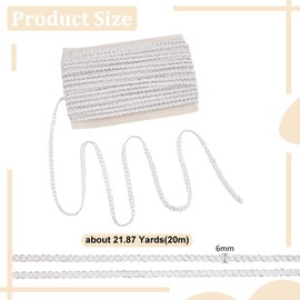 MAYJOYDIY 20 m Silver Gimp Braid Trim 5 mm Metallic Silver Threads Lace Trim Decorative S Woven Lace Ribbon for Sewing Bags Crafts Costumes Curtains Home Decoration