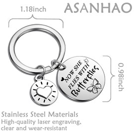 ASANHAO Butterfly Remembrance Keychain - Memorial Gift for Mom, Sympathy Keepsake for Grandma Loss, Stainless Steel Condolence Jewelry - Funeral Gift