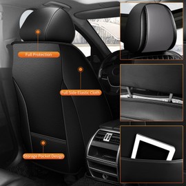 AOMSAZTO Car Seat Cover Fit for Chevy Colorado 2015-2024 2025 LT Z71 Work Truck ZR2 Trail Boss: Leather Vehicle Cushions Cover Seat Protector 2PCS Front Seat Covers Compatible Airbag Black&Gray