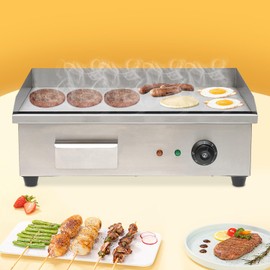 Commercial Electric Countertop Griddle,3000w 22" Flat Top Grill Hot Plate 50-300 Degrees Control Restaurant Grill BBQ Flat Top Stainless Steel Electric Griddle Cooktop Flat for Home& Commercial