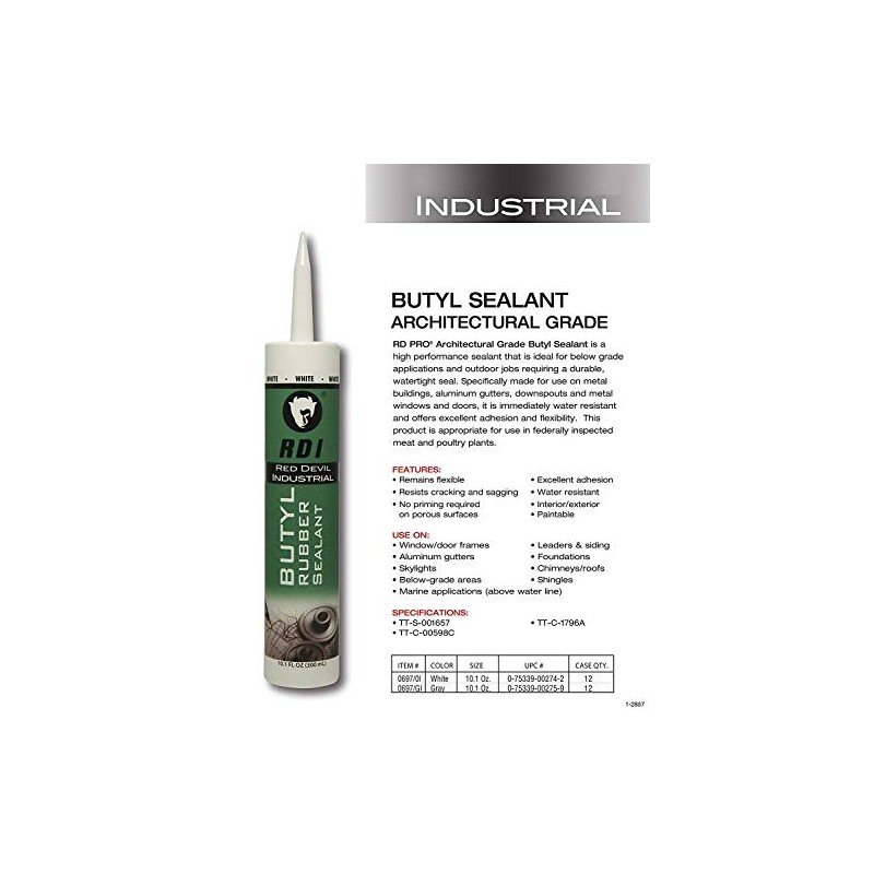 Red Devil 06970I RD Pro Butyl Rubber Sealant, 10.1 Fl