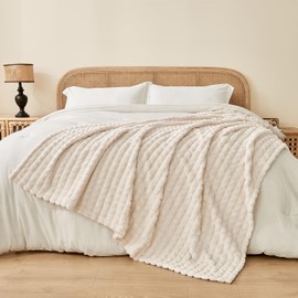 FY FIBER HOUSE Throw Blanket for Couch Soft Warm Fuzzy Twin Size Blankets for Sofa All Season Use, 60x80 Inches, White