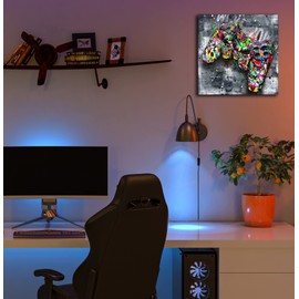 JKWALL77 Graffiti Canvas Wall-Art For living Room Large Size - Banksy Gaming Wall Art For Teen Boy Room Decor - Abstract Wall Painting Ready to Hang Size 20" x 20"