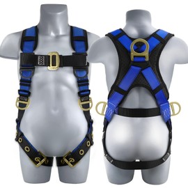 TRSMIMA Safety Harness Fall Protection - Fall Arrest Climbing Roofing Work Belt with Back Shoulder Padded D-Ring Grommet Legs Approved ANSI