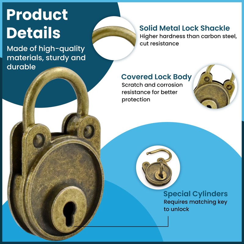 SDTC Tech 2 Sets Mini Antique Padlocks Retro Vintage Style