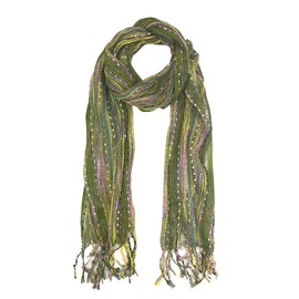 Humble Hilo Multi-Colored Scarf/Shawl for Women Lightweight Head or Neck Scarf (Olive Green)