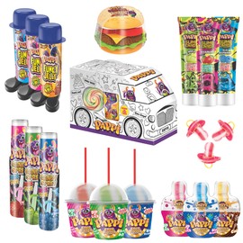 Assorted Candy Bulk Variety Pack - 19 Count Individually Wrapped Candy Snacks - Sour Candy Bags for Kids Birthday Gifts and Party Favors - Lollipops, Slime, Dipper Hard Candy with Paint Activity Box