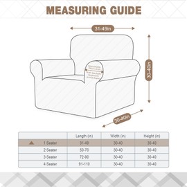 Ruaozz Stretch Chair Sofa Slipcover 1 Piece Chair Cover with Arms Non Slip Armchair Cover Soft Jacquard Furniture Protector with 1 pcs Throw Pillow Cover (1 Seater, Grey)