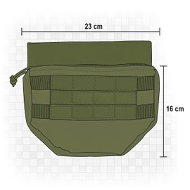 MIL-TEC Drop Down Pouch with MOLLE System for Plate Carrier Vest ID Patch - OD GREEN