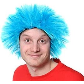 BLUE FLUFFY WIG BOOK WEEK ADULT THING HAIRPIECE FANCY DRESS ACCESSORY CRAZY MISCHIEF MAKERS (PACK OF 1)