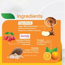 Mushroom Tiger Milk - Lignosus Tiger Milk + Barbadian Cherry Acerola + Orange + Baobab - Ideal Mix Soups, Smoothies & Desserts