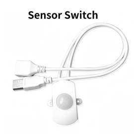 Clearhill 5V Motion Sensor Switch with USB Male and Female Connector(White),Automatic Sensor Switch for Indoor DIY LED Lighting,Such as Kitchen,Such as Kitchen,Cloakroom,etc.