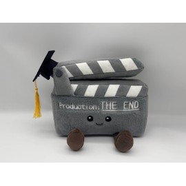 WEWILL Plush Clapperboard Stuffed Animal, 10 inch, Graduation Gift for Film Directors, Gray