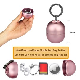 Jewelry Storage Box Case Gym Storage Jewelry Storage Box Case, Ring Organizer Container with Protective Sponge,Jewelry Care Protective Ring Holder with Keychain (1-Tier Pink)