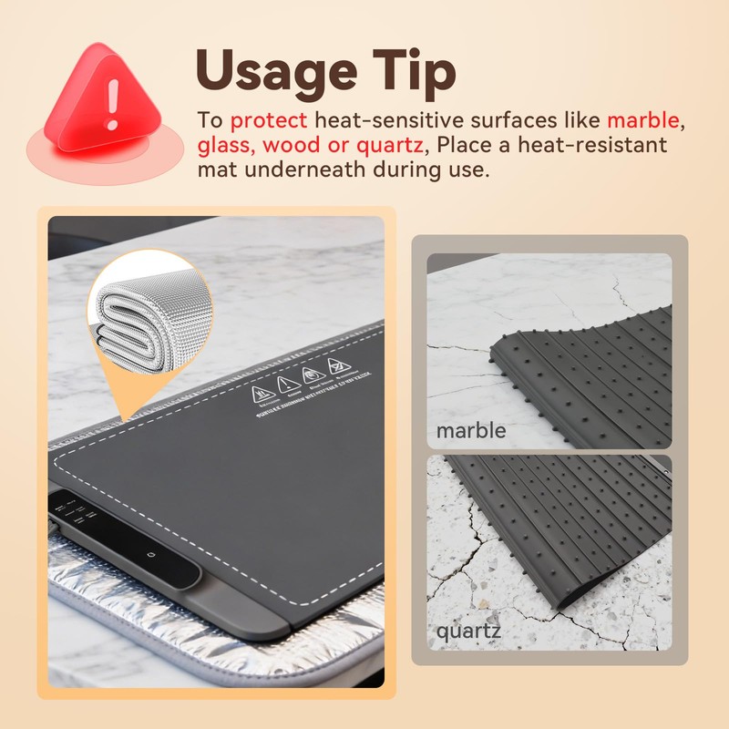 Warming Mat For Food Extra Large 36"x15", Gray