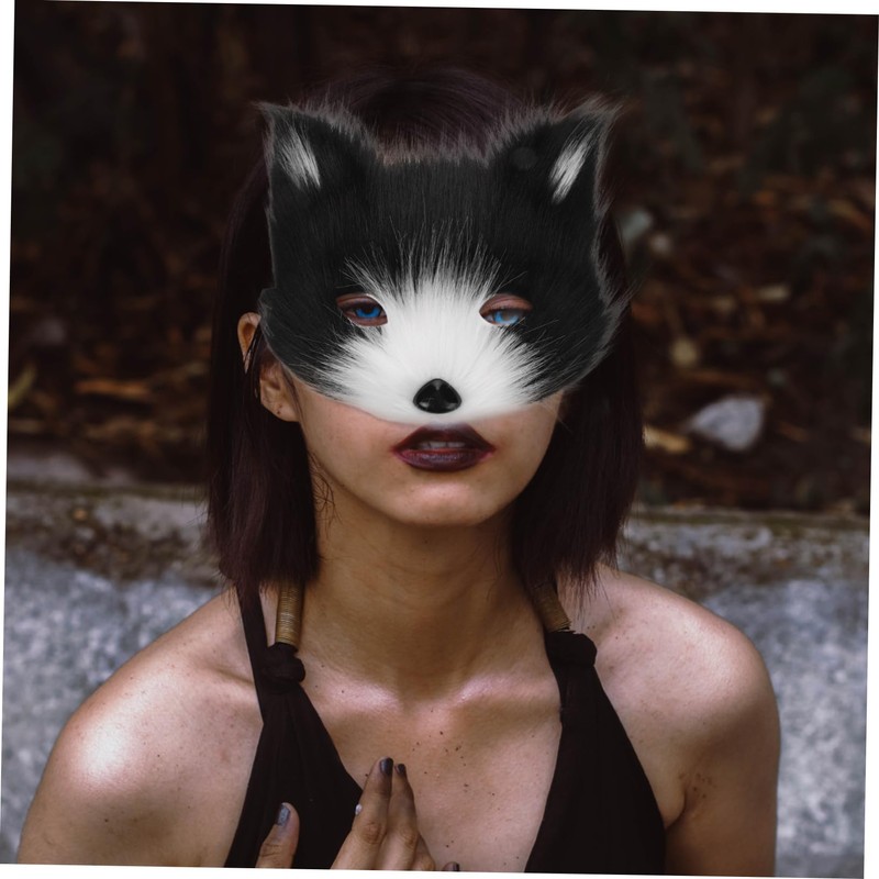 Alipis Animal Cosplay Mask Half-face Wolf Mask Cat Mask Furry