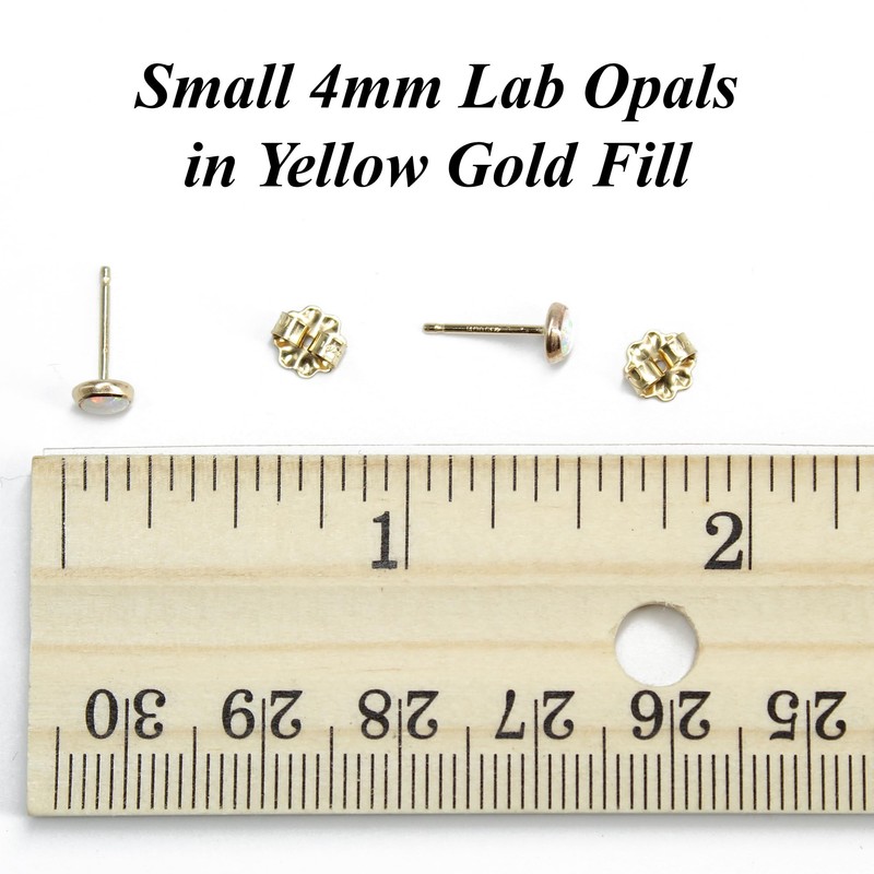 Kathy Bankston Handmade Opal Stud Earrings in 14k Gold Fill,