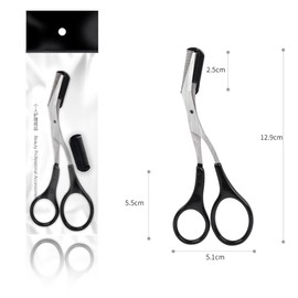 1PCS Stainless Steel Curved Eyebrow Shear Scissors with Detachable Plastic Comb Hair Remove Tool for Women and Men(Black)