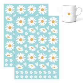 2 Stück Fahrrad Aufkleber Rahmen, Sticker Blumen, Autoaufkleber Blumen Wasserfest, Gänseblümchen Aufkleber, Prilblumen Aufkleber für Mülltonnen, Wanddekoration, Kühlschrank, Auto, Fahrradaufkleber