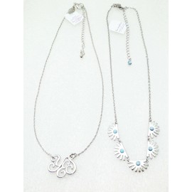 Lia Sophia Lot of 2 Necklaces SUPER FAN w Turquoise & OPTIMISTIC "Yes" in Script