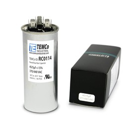 TEMCo 45+5 uF Dual Run Capacitor CBB65, 45/5 MFD, 370-440V, Round, 50/60Hz | for HVAC AC Fan, Motor, Blower Applications