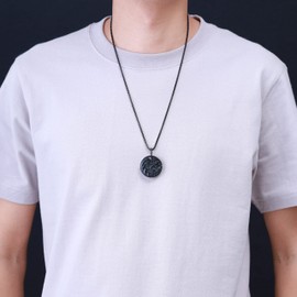 COAI Wave Under Night Sky Obsidian Crystal Necklace for Men Women, Stainless Steel Chain Necklace