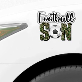 Football Son Sticker, Leopard Print Football Vinly Decal for Cars Laptops, Windows, Walls, Fridge, Toilet and More - Sport Theme Stickers 15in