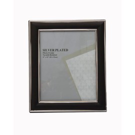 5X7-inch Matt Black and Silver Photo Frame Stands/Hangs Both Ways - Velveteen Backing - Tarnish Resistant (5X7-inch)