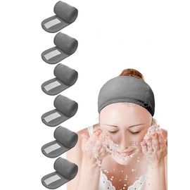 Juego de 6 diademas de spa para el pelo, para todos los grises de EUICAE para el sudor, cinta para el pelo, antideslizante, elástica, lavable, para la