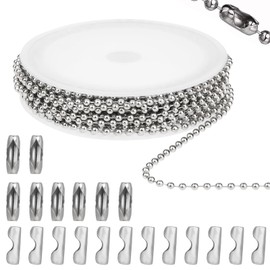 Molain Stainless Steel Ball Chain, 16.4 Feet Silver Ball Chain with 20 Matching Connectors Chains Jewelry Making Supplies DIY for Dog Tag Necklace Earring Bracelet Findings Craft Kit