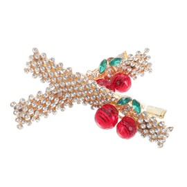 Baluue 2pcs Cherry Hair Barrettes Fashion Hairpin for Women Western Hair Clips Alloy Rhinestone