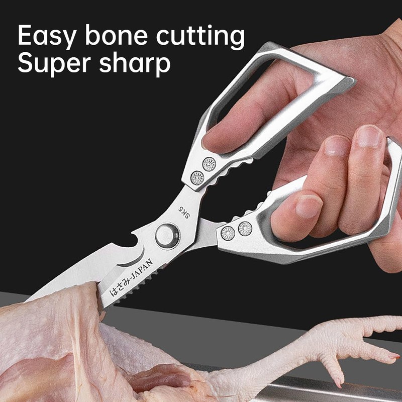 Heavy-Duty Stainless Steel Kitchen Scissors - Multi-Functional Chicken Bone Cutting