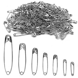 1000pcs Safety Pins Assorted Size, Safety Pins for Clothes,Perfect for Arts Crafts Sewing Hemming Textile Fabric,Strong Nickel Plated 18mm/22mm/28mm/32mm/38mm/45mm/54mm