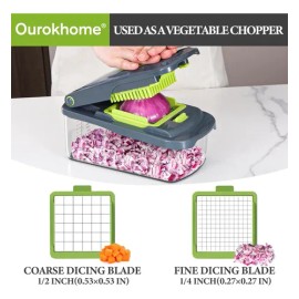 Picadora Manual De Alimentos Con Contenedor Y 8 Cuchillas