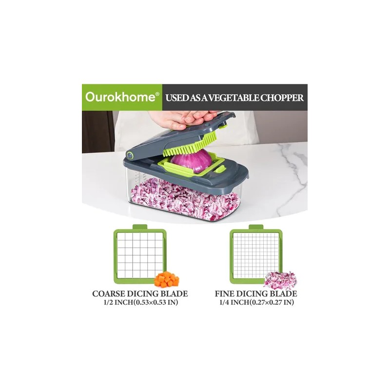 Picadora Manual De Alimentos Con Contenedor Y 8 Cuchillas
