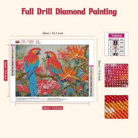 NAIMOER Diamond Painting Birds, Diamond Painting Adult Parrots Diamond Painting Adult Pictures Animals Diamond Painting Children 5D Diamond Painting Embroidery for Home Decor (30 x 40 cm)