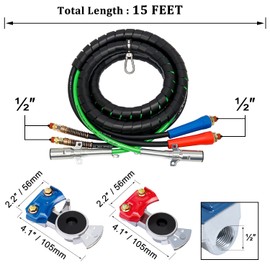 CheeMuii Semi Truck Air Line Kit 12 ft 3 in 1 Airline Air Hose Truck Trailer with Glad hands 4 pcs Seals