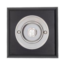 Modern Living Square Wireless Doorbell in Black Ash and Brushed Nickel - Nickel Press - Plug in F5R-Recordable